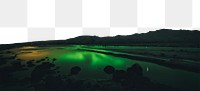 Northern lights png border lake reflection photo, transparent background