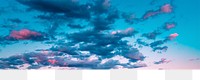 Blue sunset png sky border, transparent background