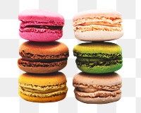 Colorful macarons png sticker, transparent background