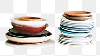 Stack plates png sticker, transparent background 