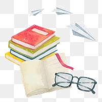 Stack of books png education sticker, transparent background