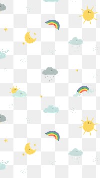 Weather pattern png cute doodle sticker, transparent background