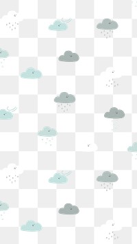 Rainy pattern png cute doodle sticker, transparent background