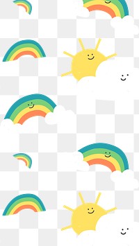 Rainbow doodle png cute pattern sticker, transparent background