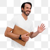 Happy man png sticker, transparent background