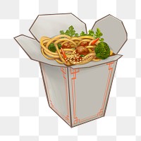 Chow mein noodle png illustration sticker, transparent background