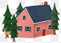 Christmas cottage png sticker, tiny house, transparent background