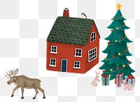 Christmas cottage png sticker, tiny house, transparent background