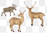 Cute reindeers png sticker, animal illustration, transparent background