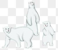Polar bears png sticker, cute Christmas illustration, transparent background