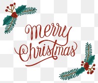 Merry Christmas png typography sticker, transparent background