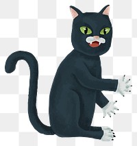 Black cat png sticker, Halloween illustration, transparent background