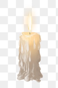 Melting candle png illustration sticker, transparent background