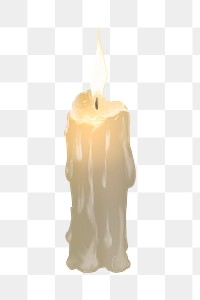 Melting candle png illustration sticker, transparent background