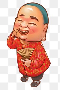 Chinese man cartoon png sticker, New Year celebration illustration, transparent background