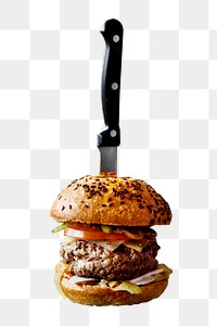 Burger png fast food sticker, transparent background