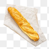 Baguette png bread sticker, transparent background