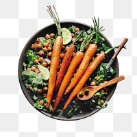 Baked carrots png sticker, transparent background 