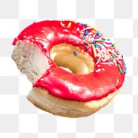 Strawberry donut png sticker, transparent background