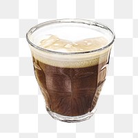 Black foamy coffee png sticker, transparent background