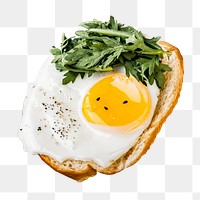 Fried egg sandwich png sticker, transparent background