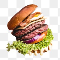 Beef burger png sticker, transparent background