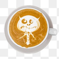 Monster latte art coffee  png sticker, transparent background