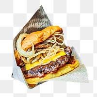 Burger png fast food sticker, transparent background