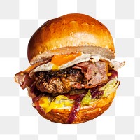 Burger png junk food sticker, transparent background