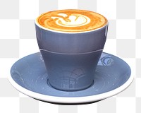 Latte art coffee png drink sticker, transparent background