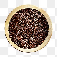 Roasted coffee beans png on a plate, transparent background