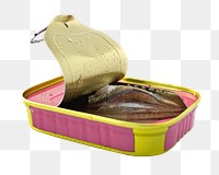 Canned anchovy png sticker, transparent background