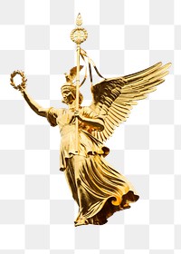 Statue of goddess of Fama  png sticker, transparent background