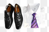 Professional leather shoes & shirt png sticker, transparent background