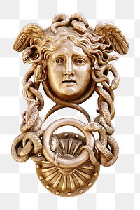 Vintage Medusa doorknob png, transparent background