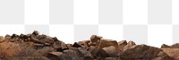 Rocky land png border, nature photo, transparent background