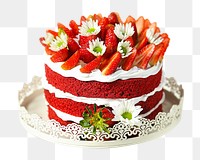 Png red velvet sponge cake sticker, transparent background