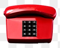 Red analog phone png, transparent background