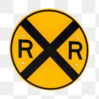 Railroad crossing sign png sticker, transparent background