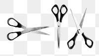 Three scissors png sticker, transparent background