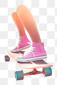 Skateboarding girl png sticker, transparent background