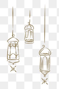 Aesthetic lanterns png Ramadan doodle sticker, transparent background