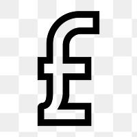 Pound currency png sign icon, line art graphic, transparent background