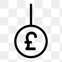 Pound currency sign icon png sticker, line art graphic, transparent background