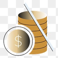 Stacked dollar coins png sticker, transparent background