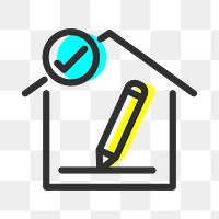 Homeschooling icon png sticker, line art graphic, transparent background