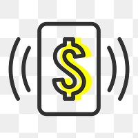 Online banking icon png sticker, line art graphic, transparent background