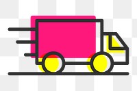 Delivery truck icon png sticker, line art graphic, transparent background