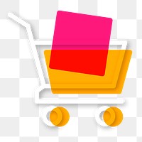 Shopping cart icon png sticker, line art design, transparent background