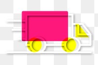 Delivery truck icon png sticker, line art graphic, transparent background